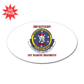 3B1M - M01 - 01 - 3rd Battalion - 1st Marines with Text - Sticker (Oval 50 pk)